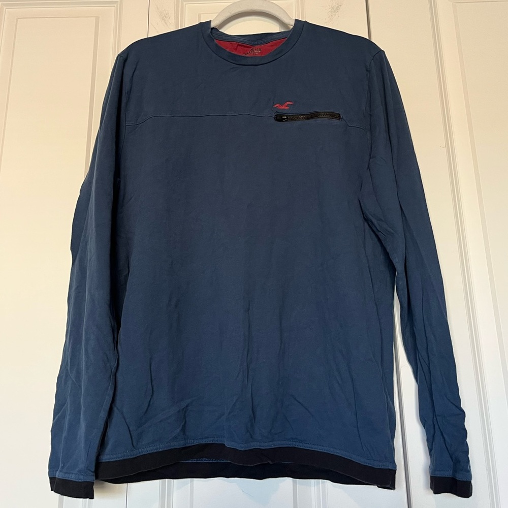 Hollister Long Sleeve Zippered Pocket T-Shirt Size L